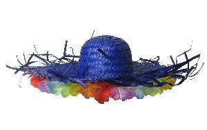 Sombrero de Paja Hawaiano - Azul/Rojo/Amarillo (6 uds.)