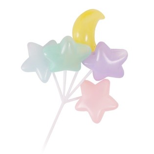 PALILLO PARA CUPCAKES - RAMO DE GLOBOS ESTRELLAS Y LUNA (15 uds.)