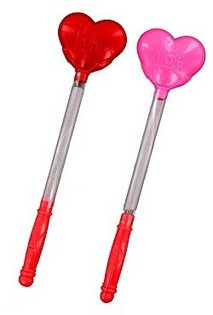 Bast&oacute;n Luminoso LED para Fiestas - Modelo Coraz&oacute;n (12 uds.)