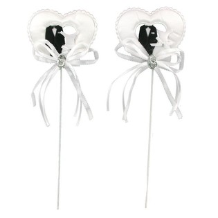 Topper para Tarta / Brocheta Decorativa - Novios sobre Coraz&oacute;n (12 ud.)