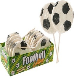 Piruleta Grande de Bal&oacute;n de F&uacute;tbol en Expositor (12 uds.)