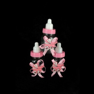 BIBERONES DECORATIVOS ROSAS CON COCHECITO (12 uds.)