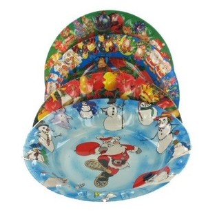 Platos Hondos de Navidad de Pl&aacute;stico (9 uds.)