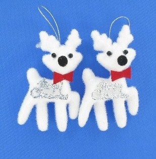 2 peque&ntilde;os renos decorativos blancos (pack de 12)