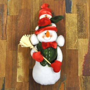 MU&Ntilde;ECO DE NIEVE DE PELUCHE CON BEB&Eacute; EN LOS HOMBROS 38 CM (1 ud.)
