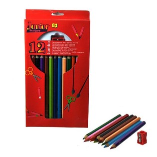 12 L&Aacute;PICES DE COLORES GRANDES + SACAPUNTAS (4 sets)