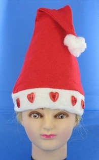 Gorro de Pap&aacute; Noel con corazones luminosos (12 uds.)