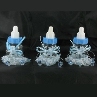 Biberones Decorativos Azules con Flecos (6 uds.)