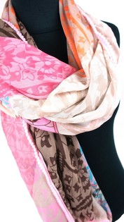 Bufanda de Lujo Estilo Ibiza Rosa/Marr&oacute;n/Naranja (1 ud.)