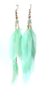 Pendientes de Plumas Menta | Estilo Ibiza (1 ud.)
