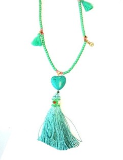 Collar de Turquesa con Coraz&oacute;n Estilo Ibiza (1 ud.)