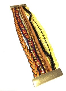 Pulsera Estilo Ibiza Marr&oacute;n con Monedas (1 ud)