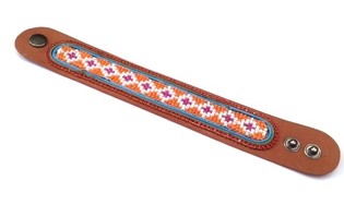 Pulsera de Cuero Azteca Estr&aacute;s Rojo (1 ud)