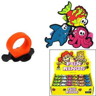 ANILLOS PARA NI&Ntilde;OS EN EXPOSITOR - MODELO: ANIMALES MARINOS (24 uds.)