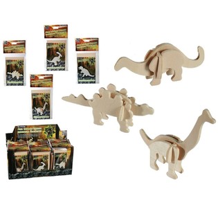 Puzle 3D de madera de dinosaurio en expositor (72 uds.)