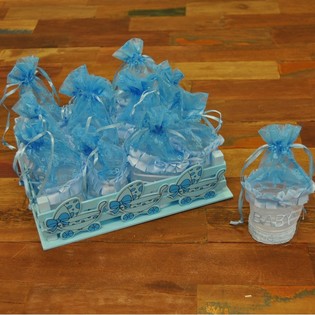 Caja Decorativa con 12 Envases de Regalo - Azul