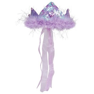 CORONA P&Uacute;RPURA CON PLUMAS Y CINTA (12 uds.)