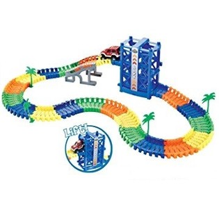 Gran Circuito MAGIC ROAD con Coche Luminoso y Ascensor, 136 Piezas