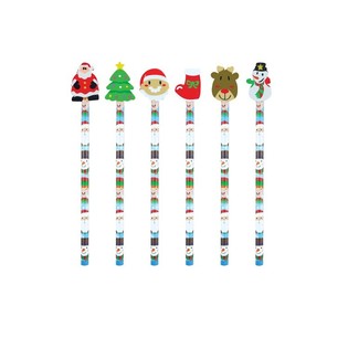 L&Aacute;PIZ DE NAVIDAD CON GOMA DE BORRAR FIGURA (24 uds.)
