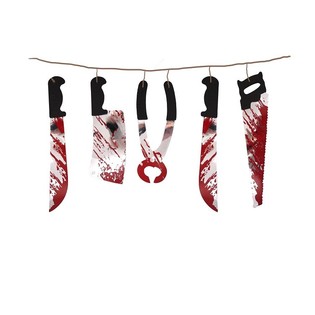GUIRNALDA DECORATIVA DE HALLOWEEN CON CUCHILLOS SANGRIENTOS &ndash; 180 CM (6 uds.)