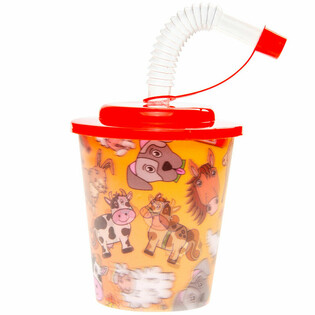 Vasos de Granja con Pajita (12 uds.)
