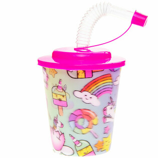 VASO PARA BEBER / HELADO CON PAJITA &ndash; UNICORNIO (12 uds.)