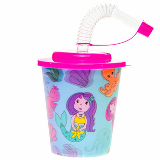 Vaso para Bebidas / Helado con Pajita &ndash; Sirena (12 uds.)