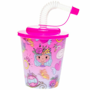 Vaso de Princesas para Bebidas y Helados con Pajita (12 unidades)