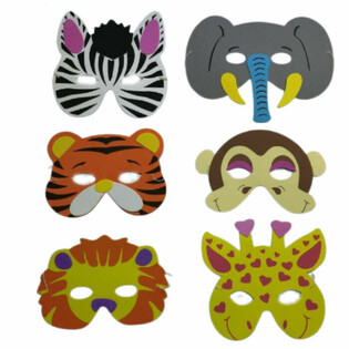 M&aacute;scaras de Espuma - Animales Salvajes (24 uds)