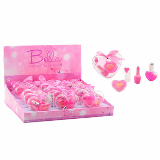 Set de maquillaje infantil Bella de 3 piezas en forma de corazón en expositor (18 uds.)