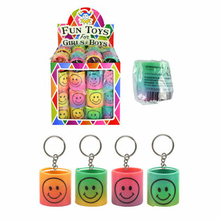 Llavero Espiral Smiley Arco&iacute;ris en Expositor (60 uds.)