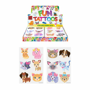Tatuajes Divertidos: Gatos y Perros (Expositor de 96 unidades)