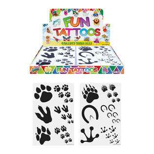 Tatuajes Temporales Fun - Modelo: Huellas de Animales en Expositor (96 uds.)