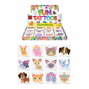 TATUAJES DIVERTIDOS - EXPOSITOR GATOS Y PERROS (48 SOBRES)