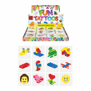 TATUAJES FUN - MODELO: BLOQUES DE CONSTRUCCI!3N, Cada sobre de 12 Tatuajes EN EXPOSITOR (48 ud.)