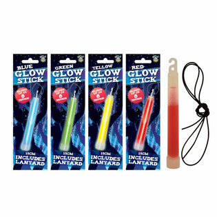 BARRITAS LUMINOSAS GLOW STICK - 15CM CON CORDÓN - COLORES MIXTOS EN EXPOSITOR (12 uds.)