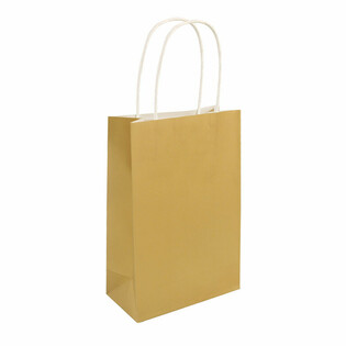 Bolsas de Papel con Asas - 14x21x7 cm - Color: Oro (24 uds.)