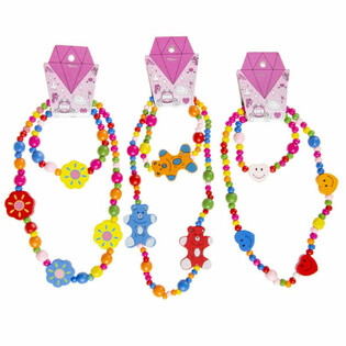 Conjunto Alegre de Collar y Pulsera de Madera para Ni&ntilde;os (48 uds.)