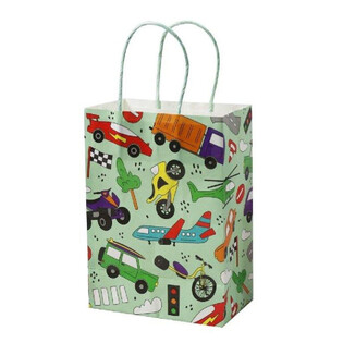 BOLSA DE REGALO DE PAPEL - VEH&Iacute;CULOS - Dim. 16x9x22 CM (12 uds.)