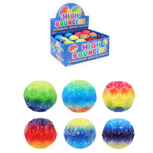 PELOTAS SALTARINAS RAINBOW SPACE EN EXPOSITOR (24 uds.)