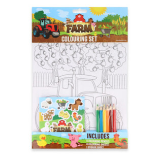 Gran Set de Colorear Granja - Incluye L&aacute;pices y Pegatinas (12 uds.)