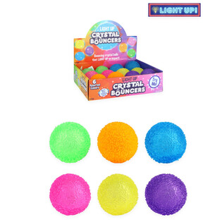 PELOTA SALTARINA DE CRISTAL LUMINOSA. DIÁMETRO: 5 CM. - COLORES MIX - EN DISPLAY (12 ud.)