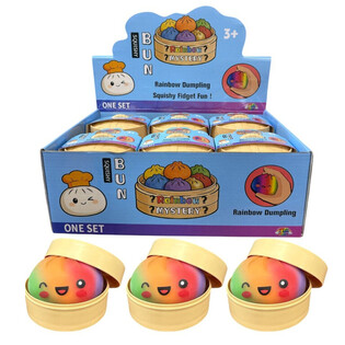 RAGE - RAINBOW Squishy Bun Dumplings GRANDE (Dim. 8.5 x 8.5 x 4.8 cm) - Juguete Fidget Viral 2026 (12 uds.)