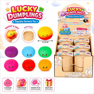 RAGE - LUCKY DUMPLINGS - Squishy Bun Dumplings GRANDE Dim. 8.5 x 8.5 x 4.8 cm - EN DISPLAY (12 uds.)