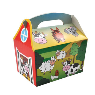 CAJA DE MEN&Uacute; MODELO: ANIMALES DE LA GRANJA - Dim 18.5x12x19 CM - FOODBOX - KIDSBOX (24 uds)