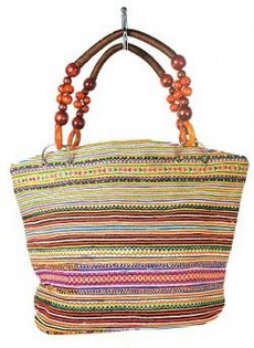 Bolso B-Fair Beads Marr&oacute;n con Asa de Cuentas (1 ud) | Art. 97744